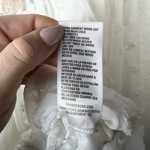 Audrey Parks x Francesca’s Off The Shoulder White Cropped Blouse Polka Dot Large - Picture 9 of 12